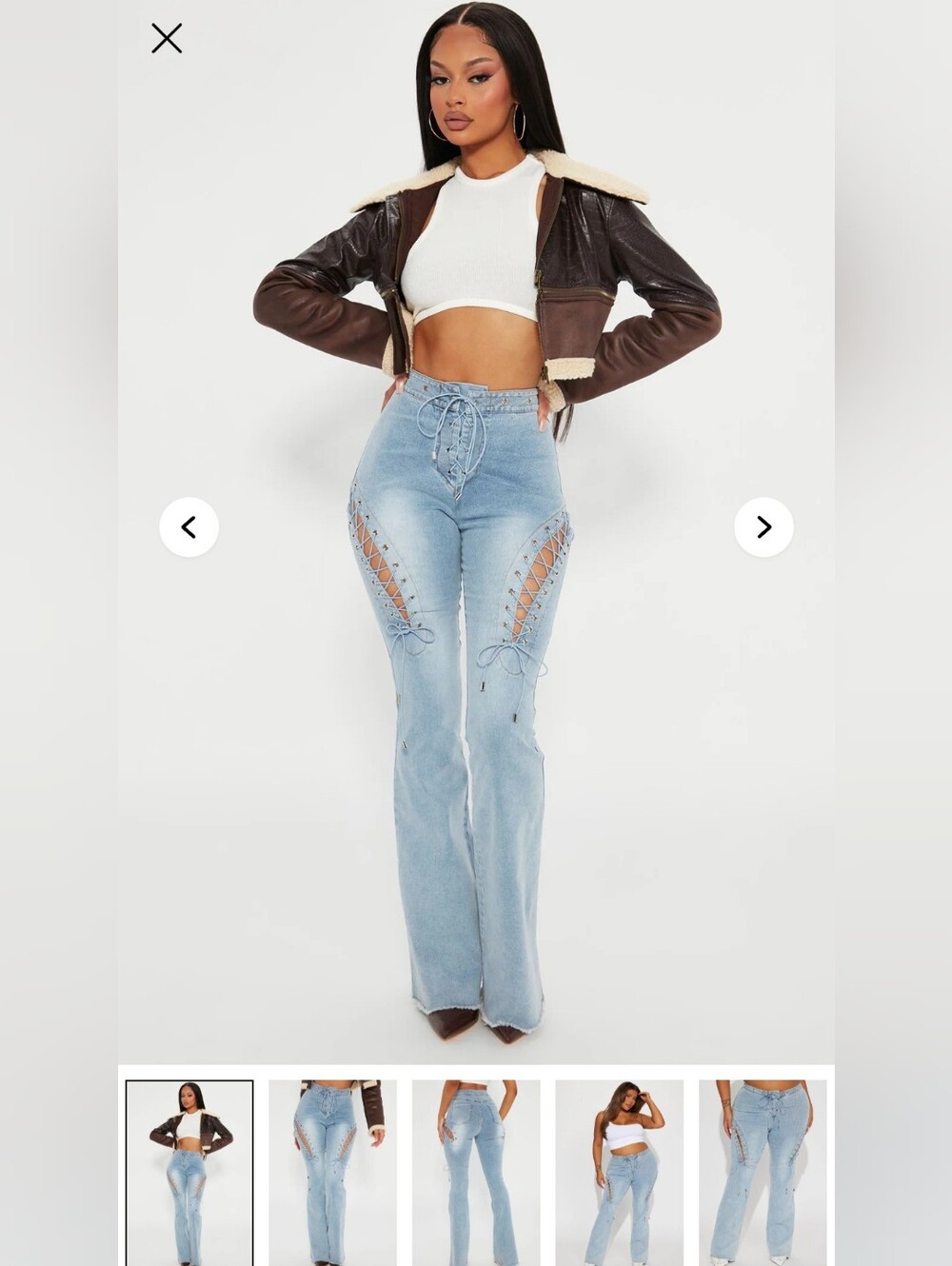 NWT!! FASHION NOVA LACE-UP FLARE JEANS